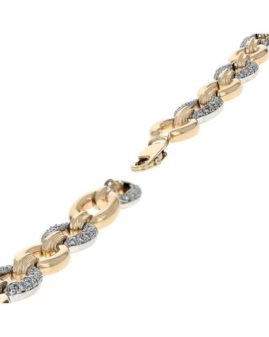 Diamond Pave Oval Link Chain Bracelet